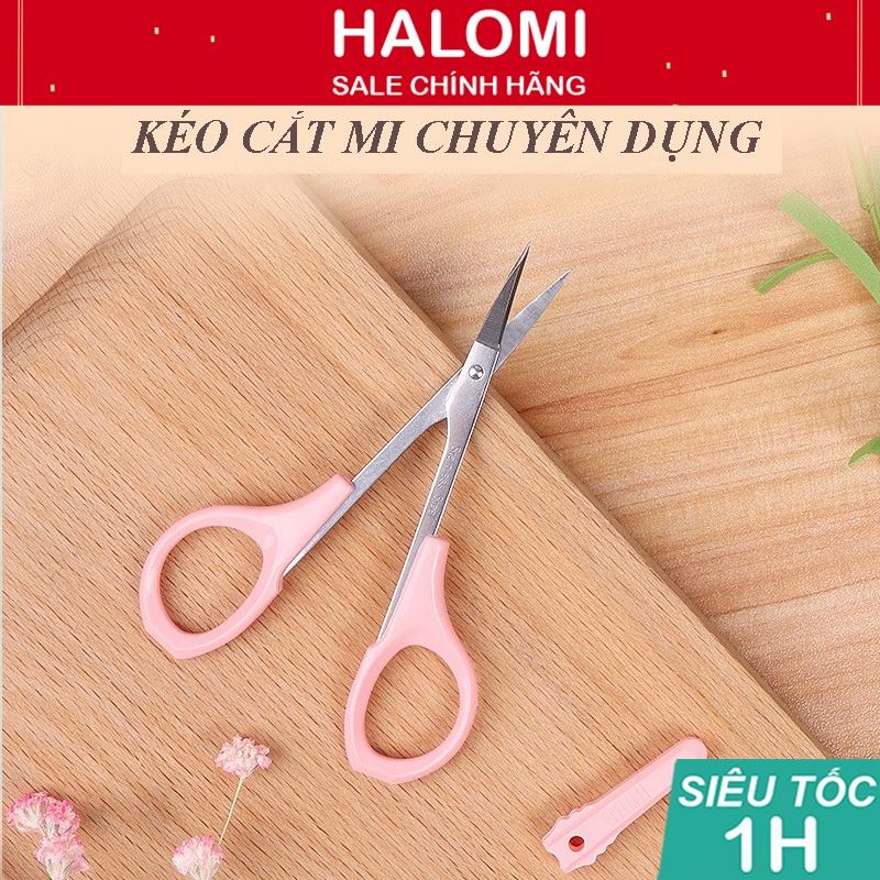 Kéo cắt mi mắt đầu cong HALOMI chuyên dụng cho makeup cắt tỉa lông mi bằng thép siêu bền