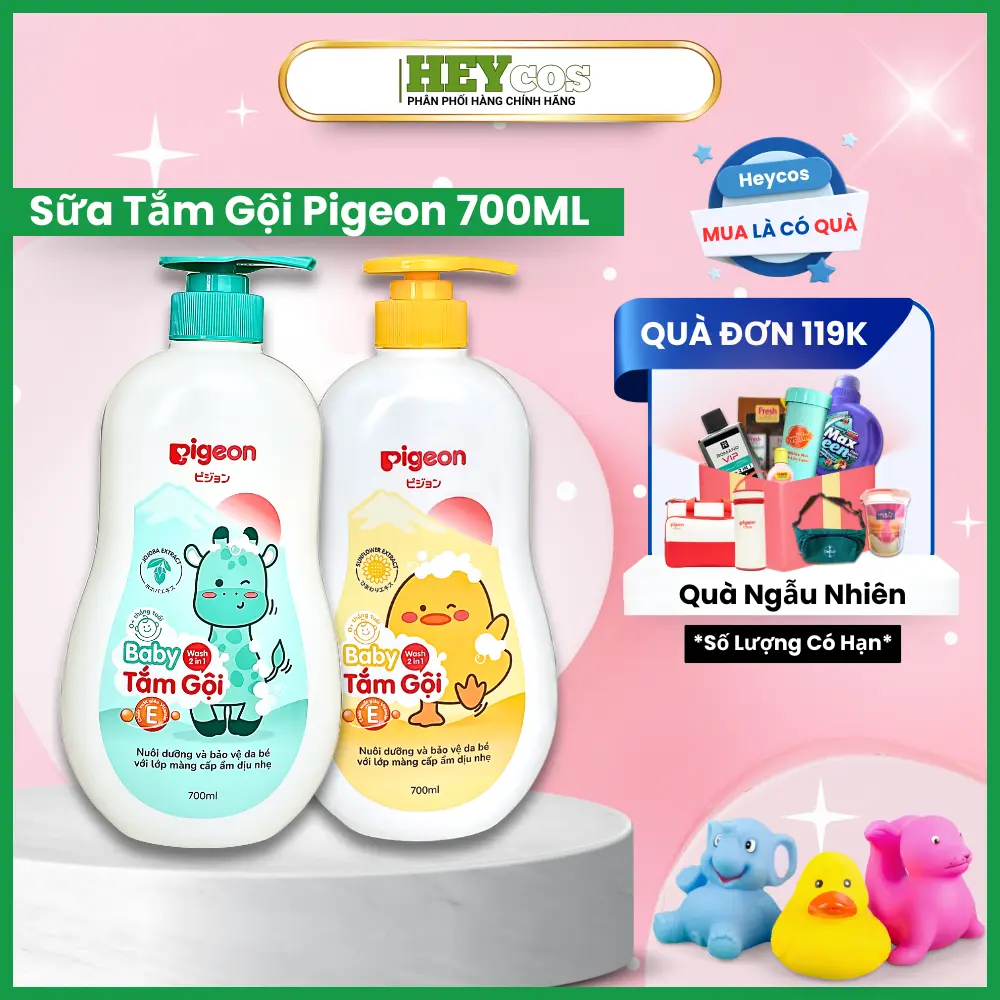 Sữa Tắm Gội Dịu Nhẹ Pigeon Jojoba/Sun flower 700ml -Bao bì mới nuoctam  chobe