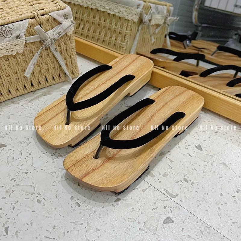 [ND08] Guốc Nhật, guốc gỗ nam nữ mũi vuông gỗ xoan đào quai kẹp đế 2cm thoải mái Đế Bằng Nữ Có Quai DéP Slipper GiàY Shoes Cao Su Quai Ngang