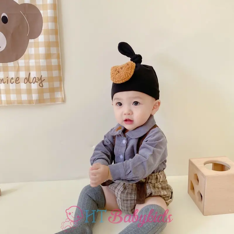 Set Nón Tất Củ Tỏi Gấu Đáng Yêu Cho Bé Trai Bé Gái Phong cách Hàn Quốc 2