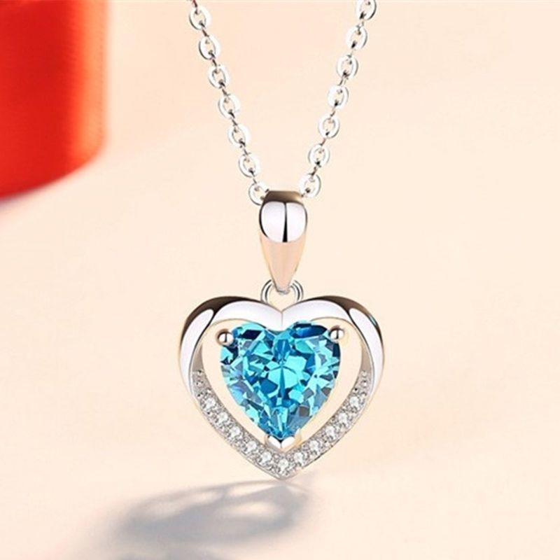 S925 Sterling Silver Heart of the Ocean Necklace 6