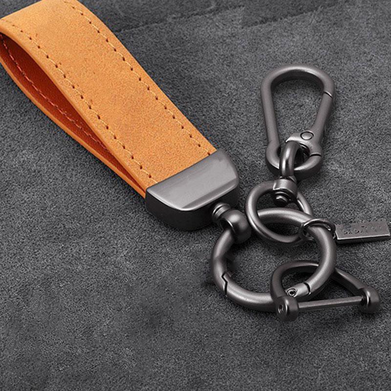 Product Introduction of Luxury Matte Leather Keychain Top-end Business Gift For Man Good Quality Black Brown PU Leather Car Key Keyholder Key Chain 18