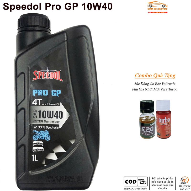 Dầu Nhớt Speedol 10w40 Kèm Quà Gồm 1 Súc Động Cơ E20 Voltronic và 1 Phụ Gia Nhớt Mới Xado Very Turbo