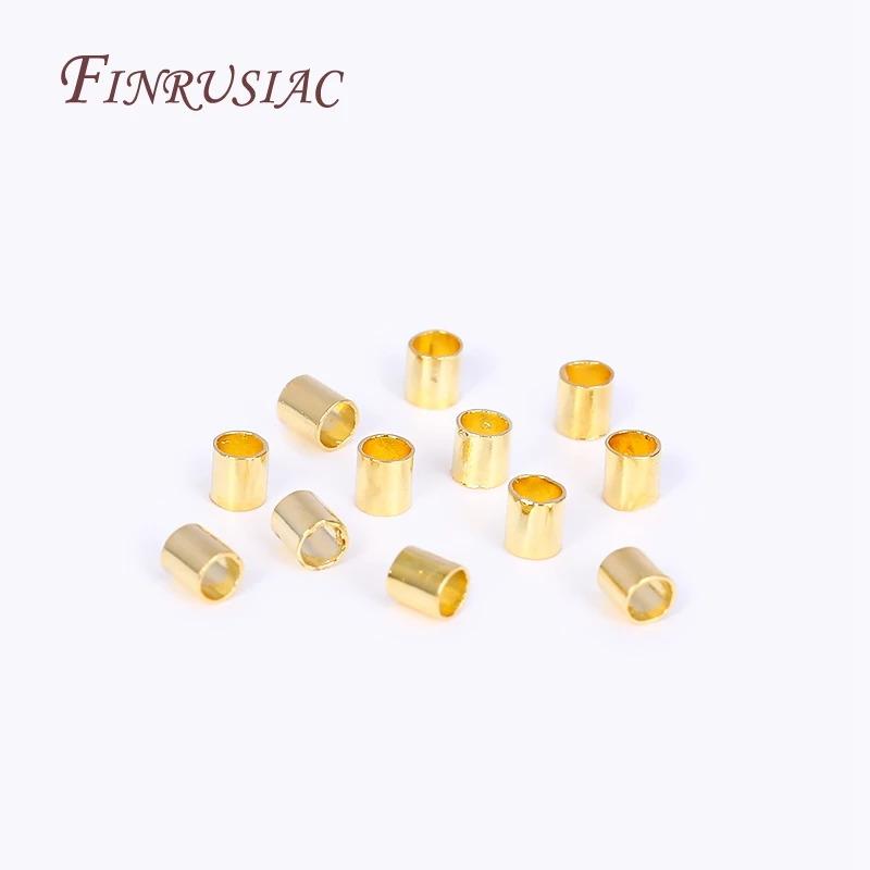 Product Introduction of High Quality Cylindrical Tube Crimp End Bead For Jewellery Making Supplies Wholesale 14K/18K Gold Plated 2mm Tube Crimp Beads 13