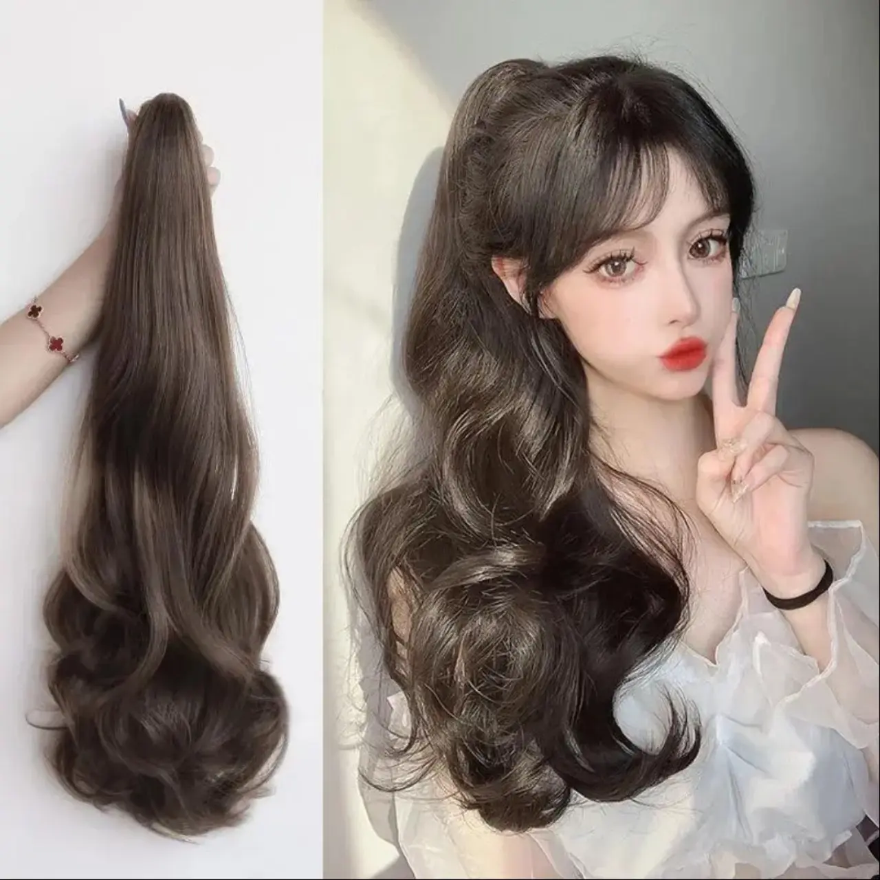TÓC KẸP XOĂN DÀI 55CM , TÓC GIẢ