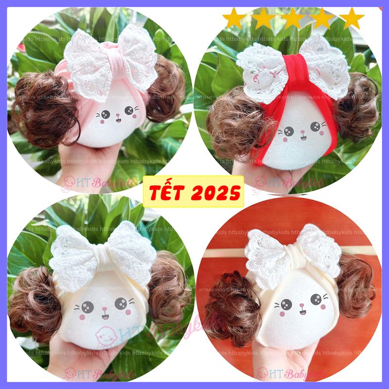 Tổng Hợp Turban Tóc Giả cho bé gái, băng đô kèm búi mái xinh cho bé gái