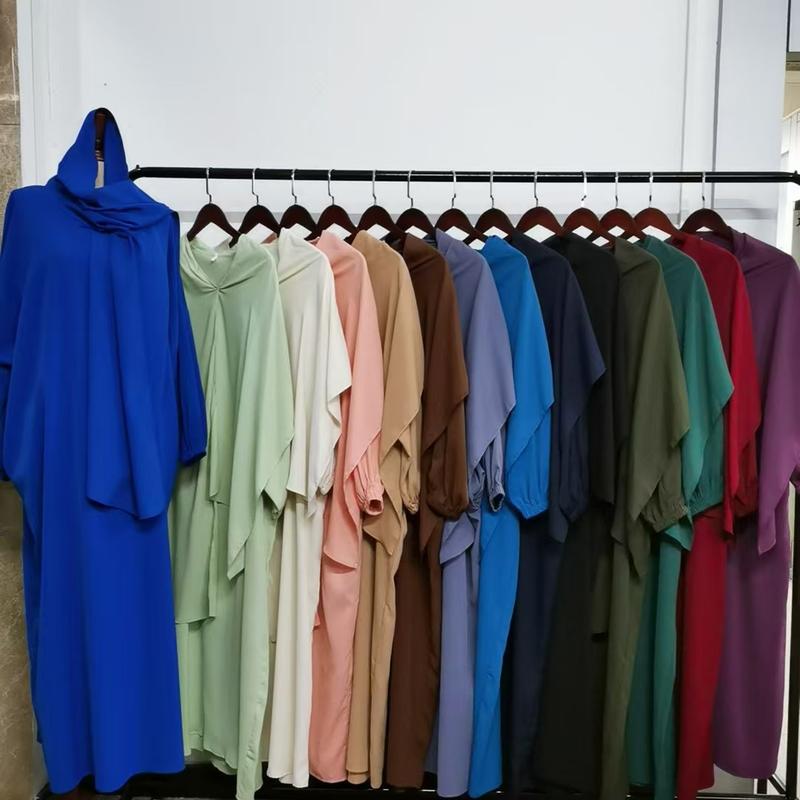 Product Introduction of New Robe Abaya with Hijab Loose Solid Color Basic Dress ~ singapore 1