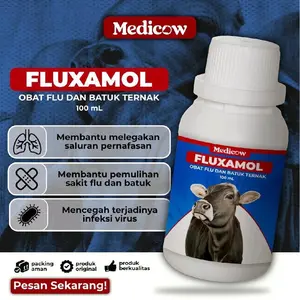 Fluxamol obat batuk pilek sapi kambing 100ml | obat sakit sapi | obat sakit kambing | obat flu sapi | obat flu kambing