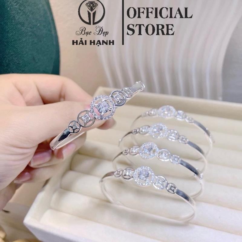 Vòng tay bạc ta hình kim tiền cho nữ _HHj