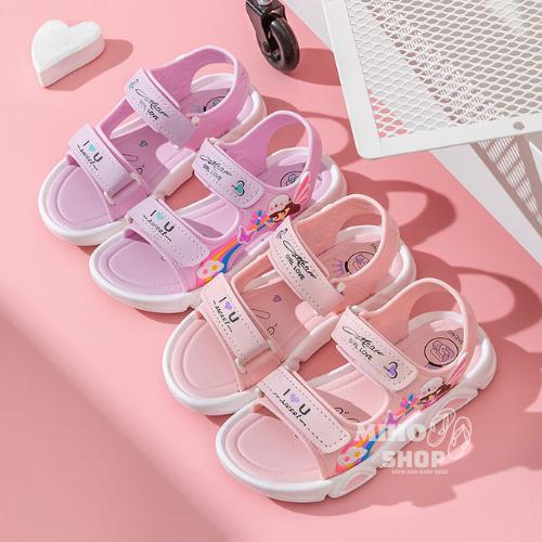 Dép Sandal Quai Dán Đế Mềm Màu Cầu Vồng Đơn Giản Thời Trang Mùa Hè Cho Bé Gái 1