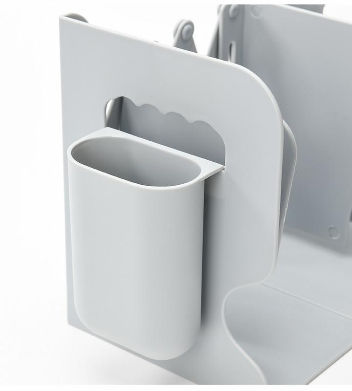 Product Introduction of Simple Desktop Folding Storage Bookshelf with Vertical Telescopic Pen Container 9