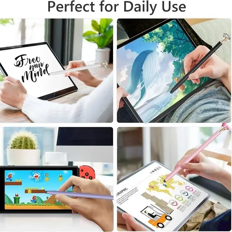 Colorful Artificial Diamond Design Stylus Pen, Multipurpose Touch Screen Capacitive Pen, Stylus for iPad, Android, Chrome Book, Tablet 6