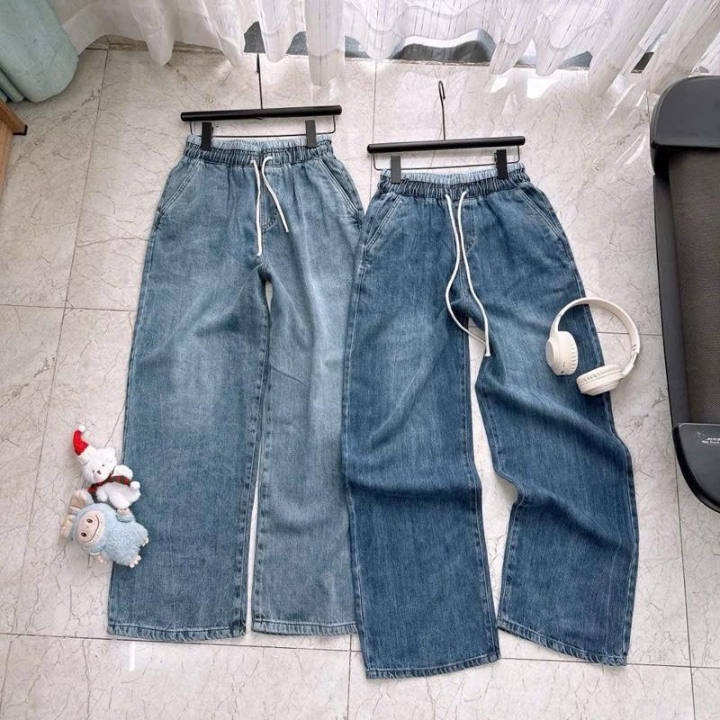 603_Quần jean suông dài vải mềm mát dài 101cm