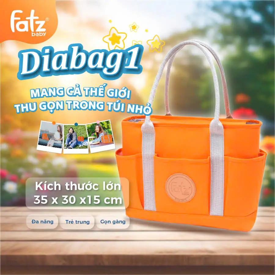 [ FATZ BABY ] - Túi xách bỉm sữa đa năng nhiều ngăn cho mẹ và bé Diabag 1