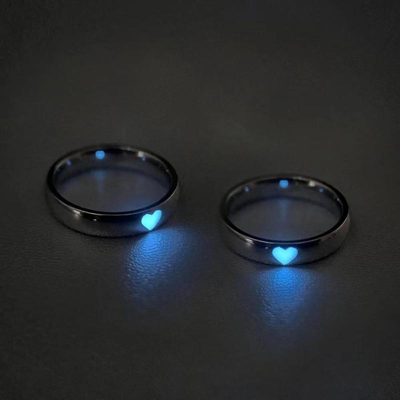 Product Introduction of Japanese and Korean Elemexsu Niche Love Luminous Ring Adjustable Mouth One Pair of Lovers Ring for Girlfriend 2