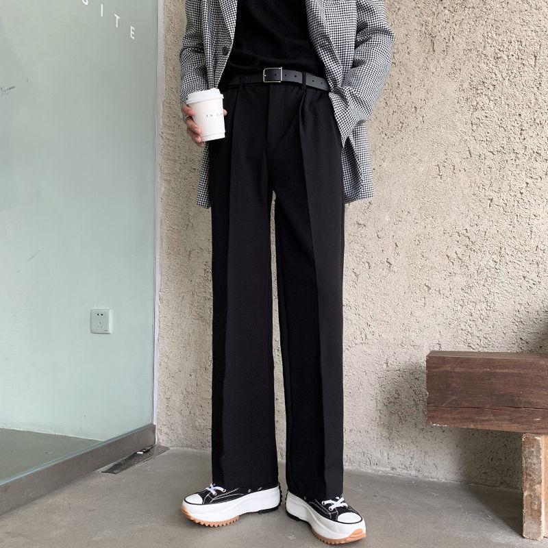Product Introduction of Men's Spring Summer Wide Leg Dress Pants - Korean Style Loose Fit High Waist Office Trousers |   Trendy DK Straight Cut Formal Casual Pants for Students & Work 1