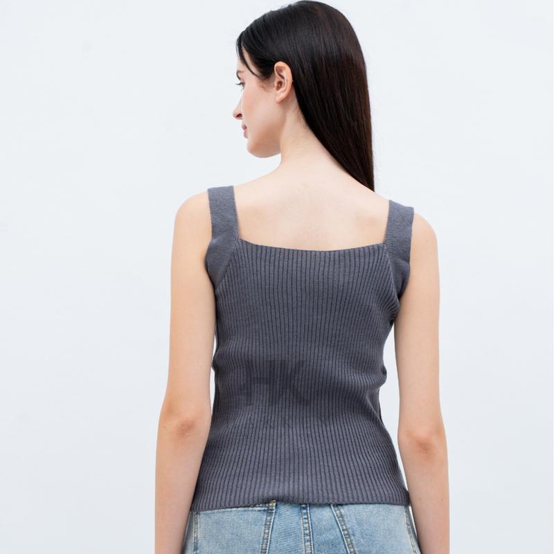 Tank Top SQUARE NECK RAJUT KOREAN STYLE SANTAI Stretch Wanita Atasan Crop Cewek Dewasa atasan  rajut 5