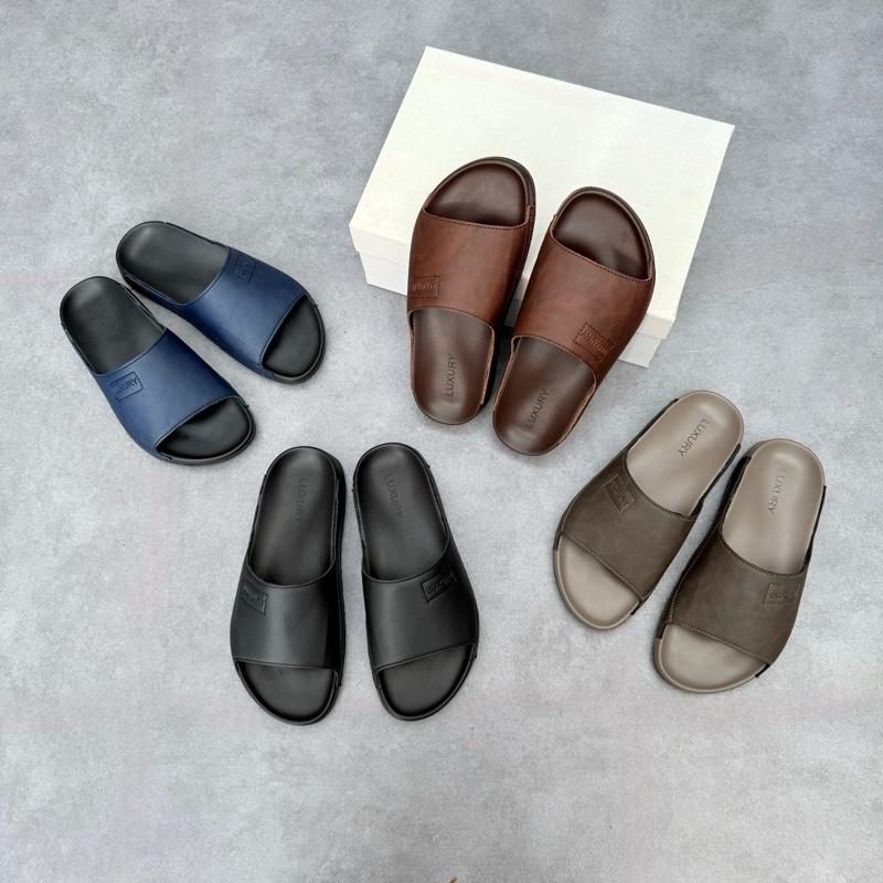 [ Dép CÔNG THÁI HỌC LUXURY khâu Miễn Phí , Dép da đúc - Dép nam siêu bền, đế đúc cao su bền bỉ - nhẹ và ôm chân Nam DéP Đế Bằng Shoes