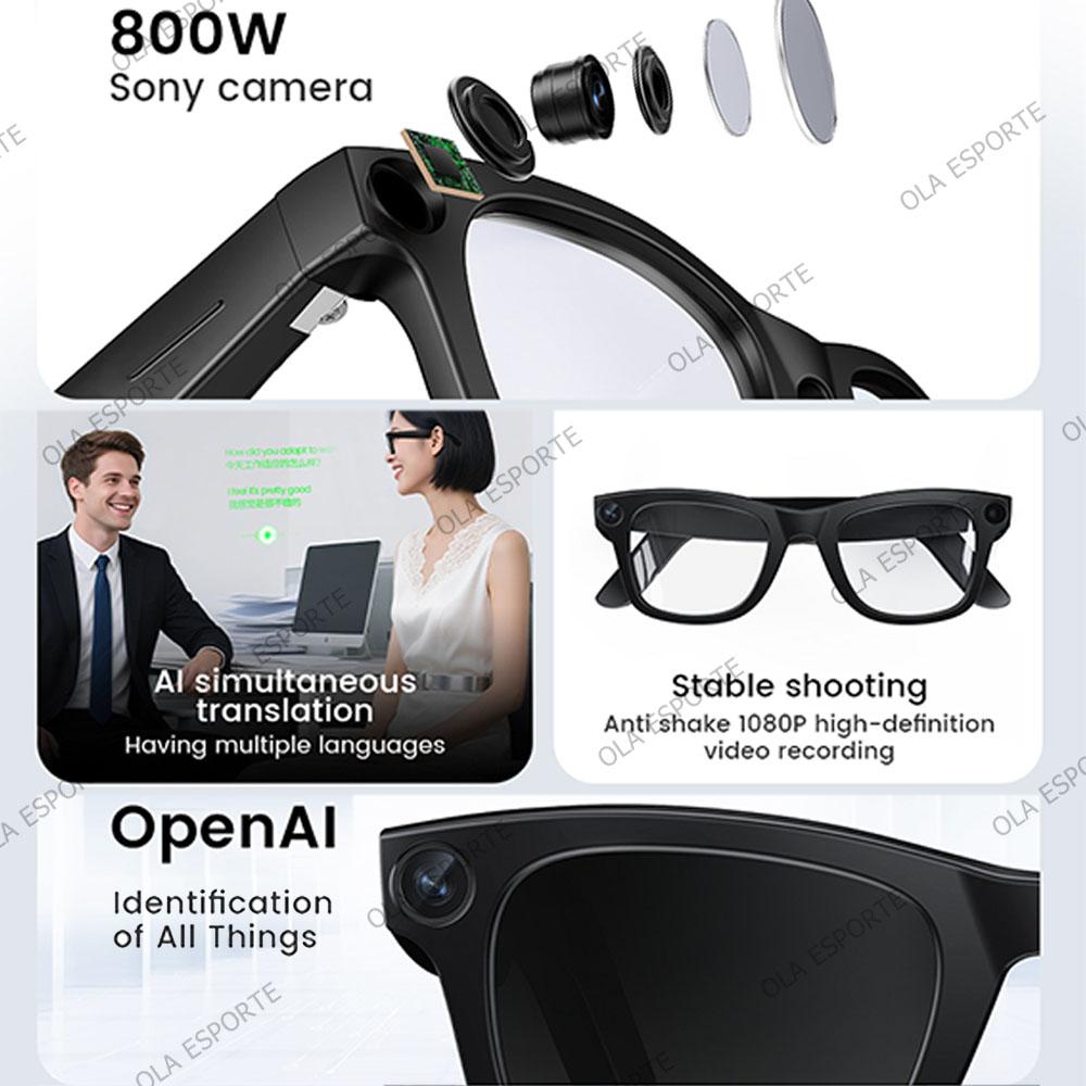 4K AI Smart Glasses Multifunction Camera Bluetooth Call Voice Assistant Music Player Translate Glasses UV Polarized Sunglasses - Image 2