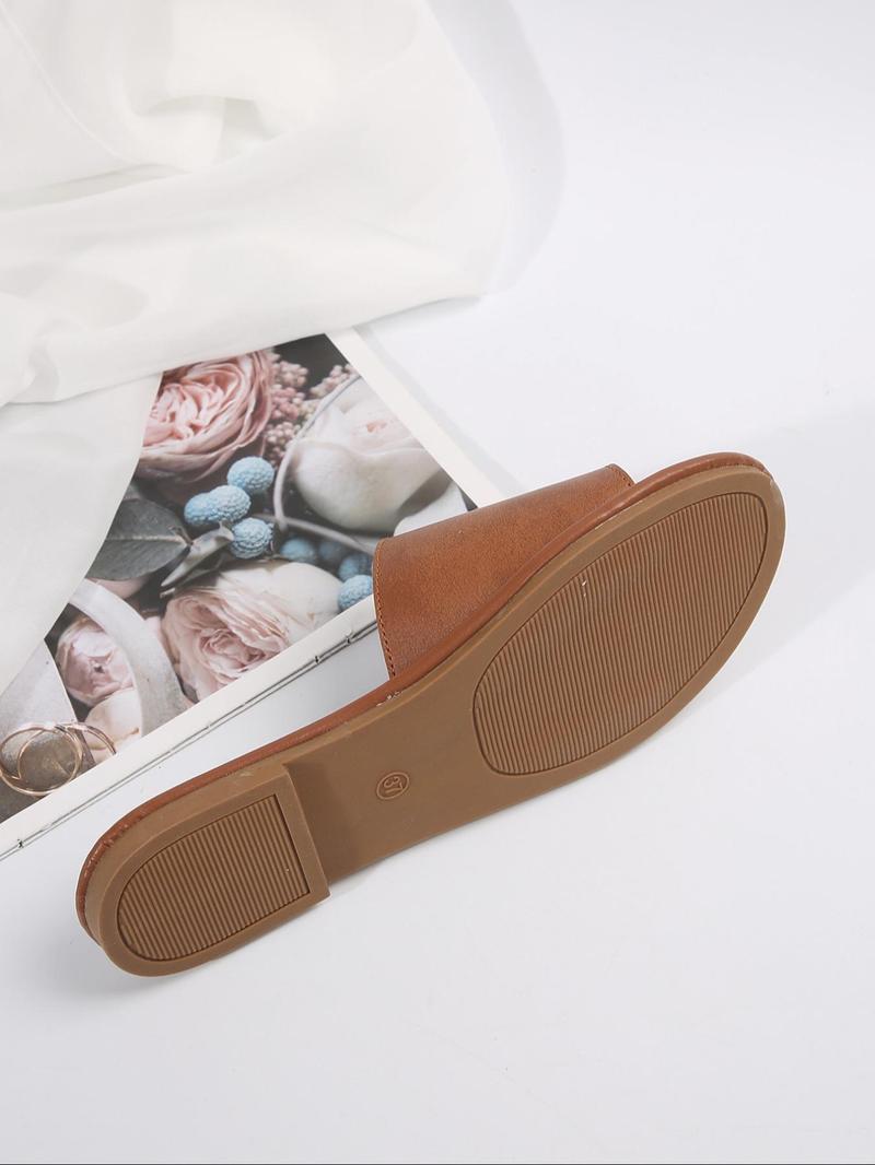 Product Introduction of Women's Simple Plain Top Bar Design Slippers, Casual Comfortable Home Slippers, All-match Non-slip Slippers for Indoor & Outdoor Wear 12