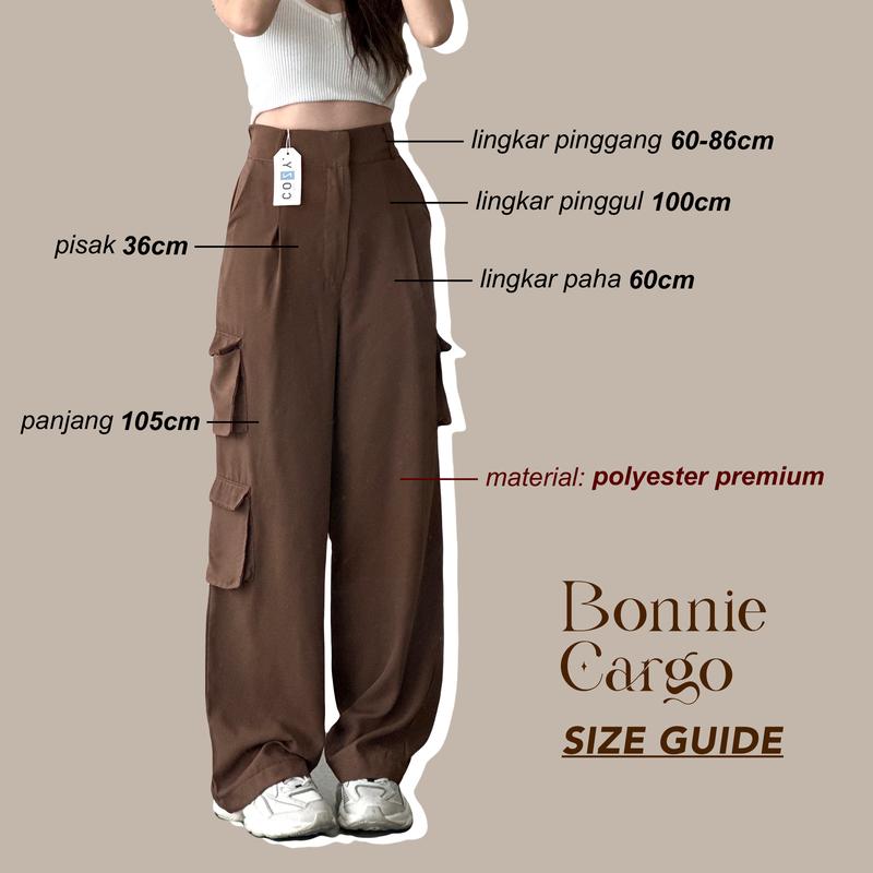 Product Introduction of SIVALI Bonnie Cargo Pants - Highwaist Loose Cargo - Celana Kargo Wanita - Baggy Pants Panjang Polyester Kulot Casual Hitam Kantor Kantor Formal Kerja Kerja Kerja Basic Karet 0