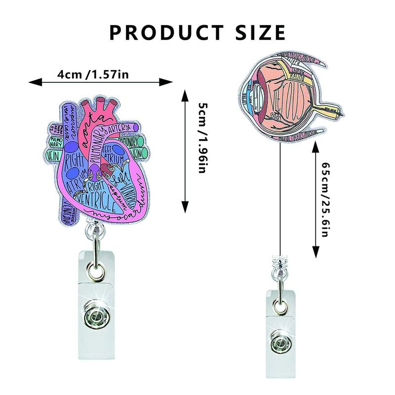 Acrylic Organ Design Badge Holder, 1 Count Retractable Badge Reel, Identification Badges & Supplies for Nurse Nursing Student Name Tag Card 4