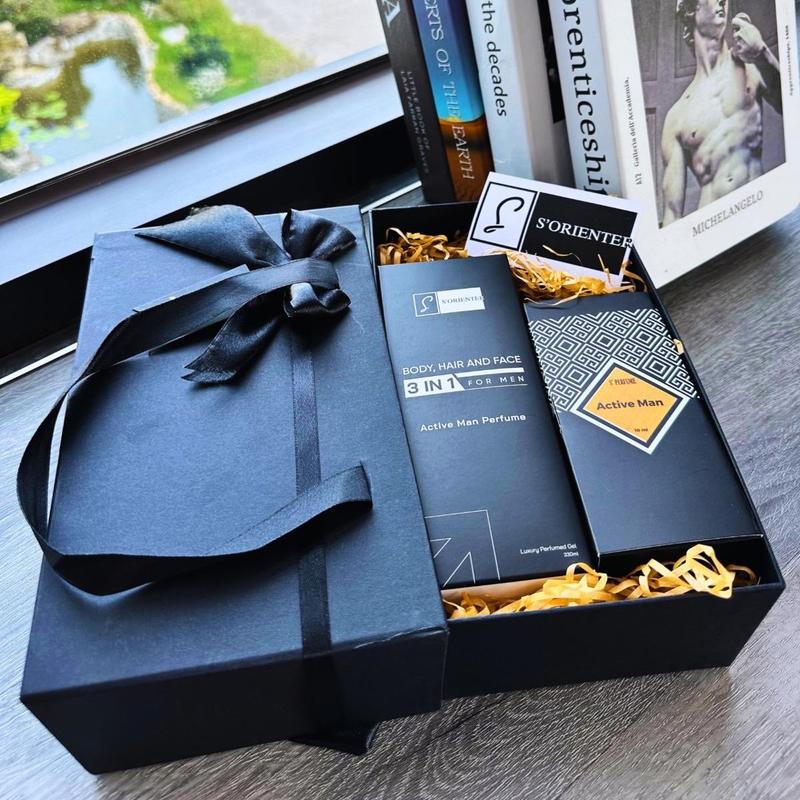 [Mua 1 Tặng 1] Combo Lãng Mạn Sorienter - Sữa  tắm Gội Hương Nước Hoa Cao Cấp 3 in 1 For Men & Nước Hoa Nam Tính Lịch Lãm Active Man 10ml | Tặng Cùng Set Hộp Quà Sang Trọng Lịch Lãm Và Bông Tắm Than Tre Dưỡng Thể xà  phòng sữa  tắm
