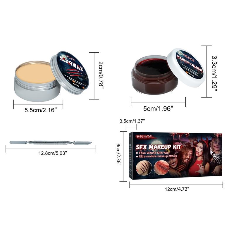 Product Introduction of ✪ SFX Makeup Kit Professional Face Body PaintHa110weenSpecial Effects Makeup Set Spatula Tool Fake-Scab Blood Scar-WaxHa110weenSFX Makeup Kit Scar-Wax Fake-Blood-Cream Create Special Effect Stage Theatrical Makeup Kit for Body Face Paint 0