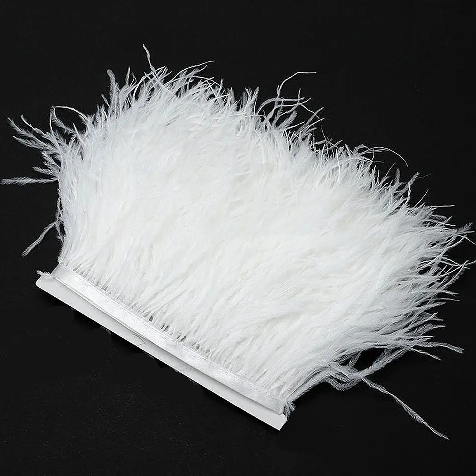1/5meter 22 Colors Natural Ostrich Feather Trimming Height 8-10cm Feathers Ribbon for DIY Wedding Party Dress Decoration Craft