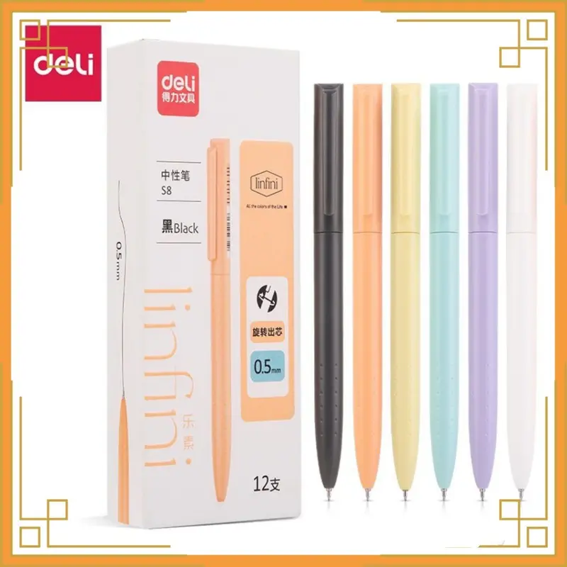 DELI Pena twist linfini body warna S8 (1pcs) S8 Gel Pen Ink Black ST tip 0.5mm 3