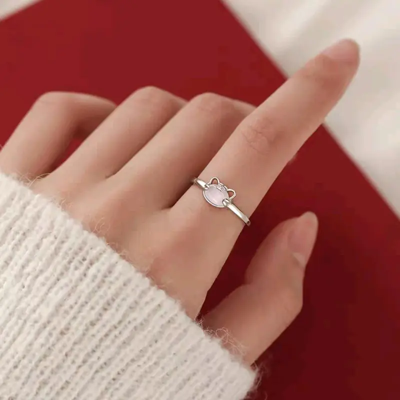Nhẫn nữ gắn mặt đá xinh xắn thiết kế hở có thể điều chỉnh size 0