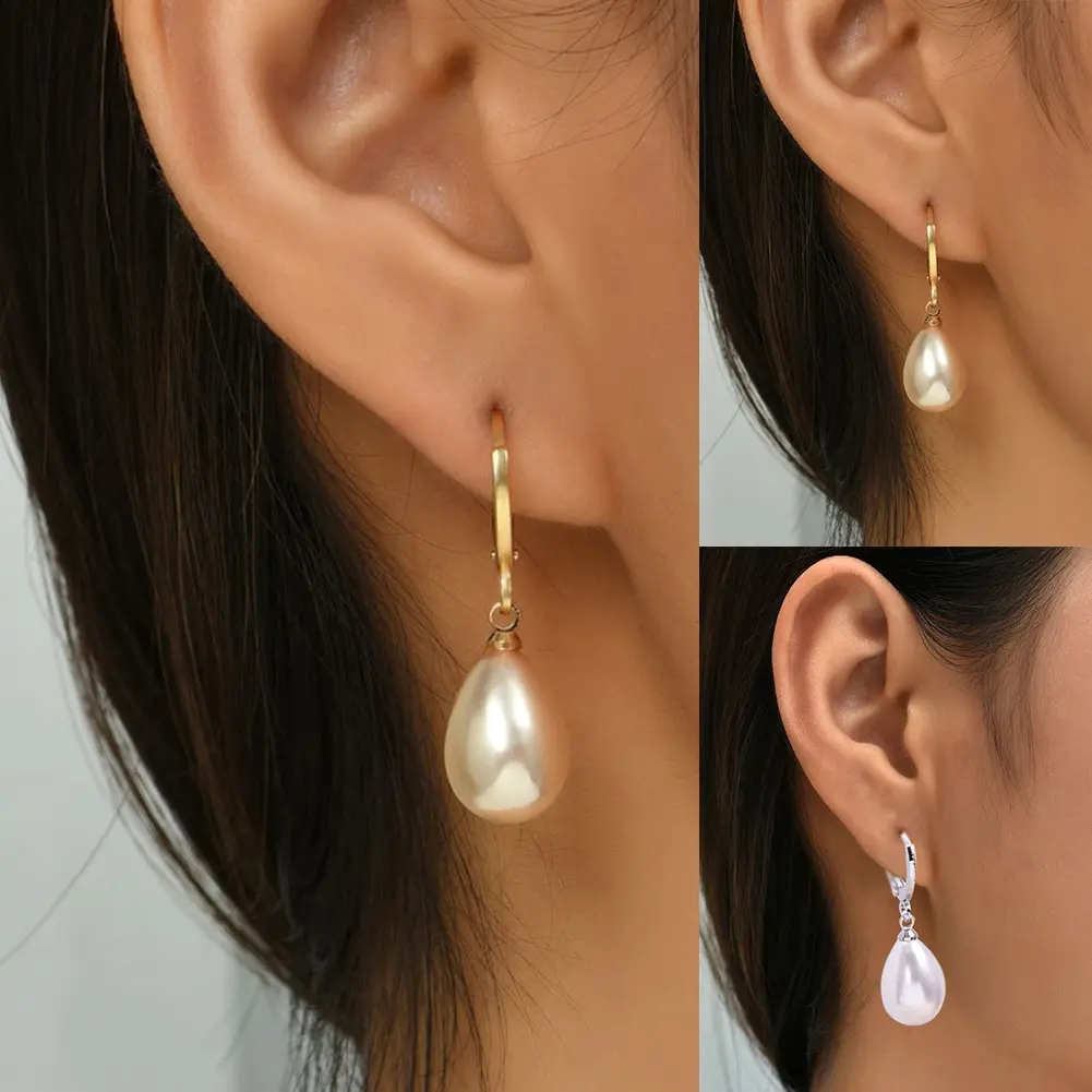 Womens Water drop imitation pearls Earrings Light luxury high-end Accessories