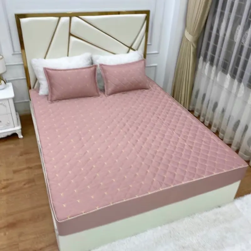 ( Không Kèm Vỏ Gối Đầu ) Lẻ 1 ga phi lụa trần bông , có chun bọc đệm dưới 15cm 3