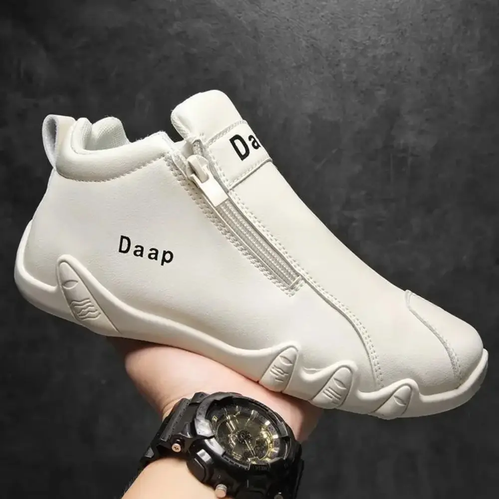 New Casual Shoes for Men Luxury Round Toe Men Ankle Boots Light Slip on Walking Shoes Outdoor Comfor Men High Top Sneakers