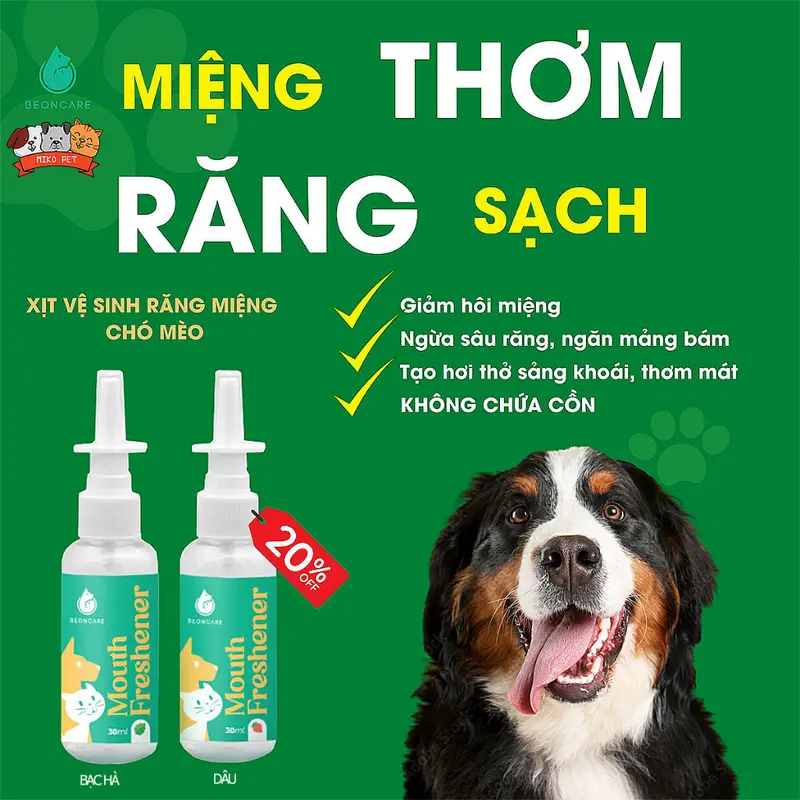 Xịt Vệ Sinh Răng Miệng Chó Mèo BeonCare. Khử Mùi Hôi Miệng, Diệt Khuẩn, An Toàn Khi Nuốt. Chai 30ml 0