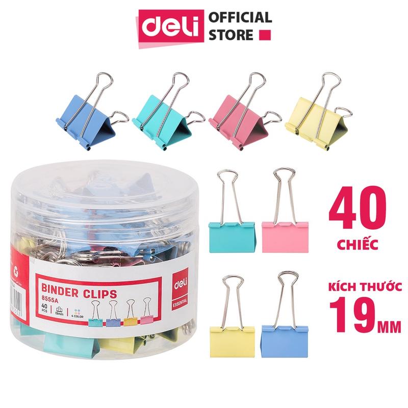 Set kẹp tài liệu kẹp bướm nhiều màu Deli - đủ size kẹp giấy tờ văn phòng tiện lợi 15mm 19mm 25mm 32mm 41mm 51mm