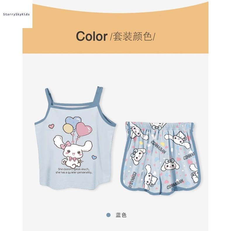 New Style Thin Ice Silk Summer Pajama Set Comfortable and Cool Fashion for Girls 90-140cm 7