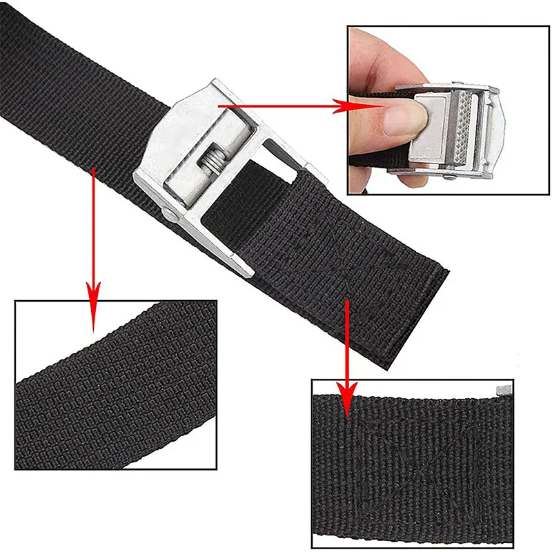 Dây Đai chở hàng, dài 5M, có khóa, đai buộc, cho xe máy, ô tô, xe đạp, dây kéo kim loại, dây đai cố định cần cẩu mạnh, cho túi Hành Lý 2