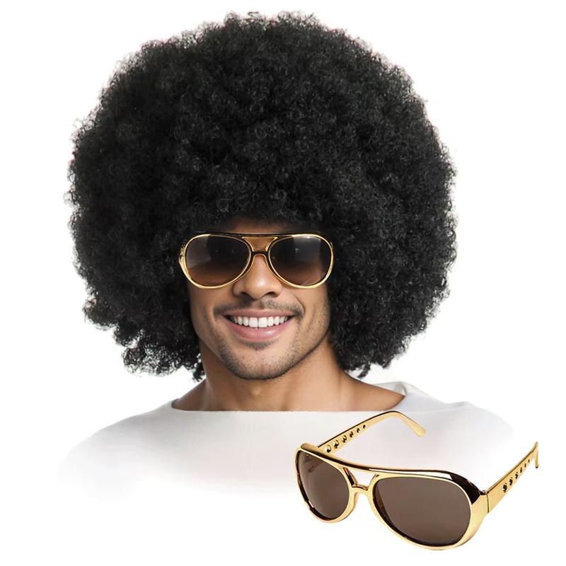 Product Introduction of Halloween Style Dance Party Elvis Presley Glasses Carnival Festival Funny Sunglasses 1980s Retro Golden Sunglasses 1