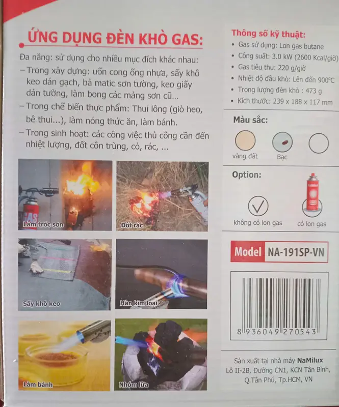 Đèn khò gas NAMILUX NA-191SP, Đèn khò gas có đế NAMILUX NA-191SP, Đèn khò gas đa năng NAMILUX NA-191SP, Chính Hãng 1