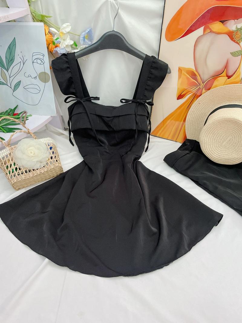 Product Introduction of Set đầm ngắn cánh tiên cột nơ, có mút. Dáng trên gối (kèm quần) 12