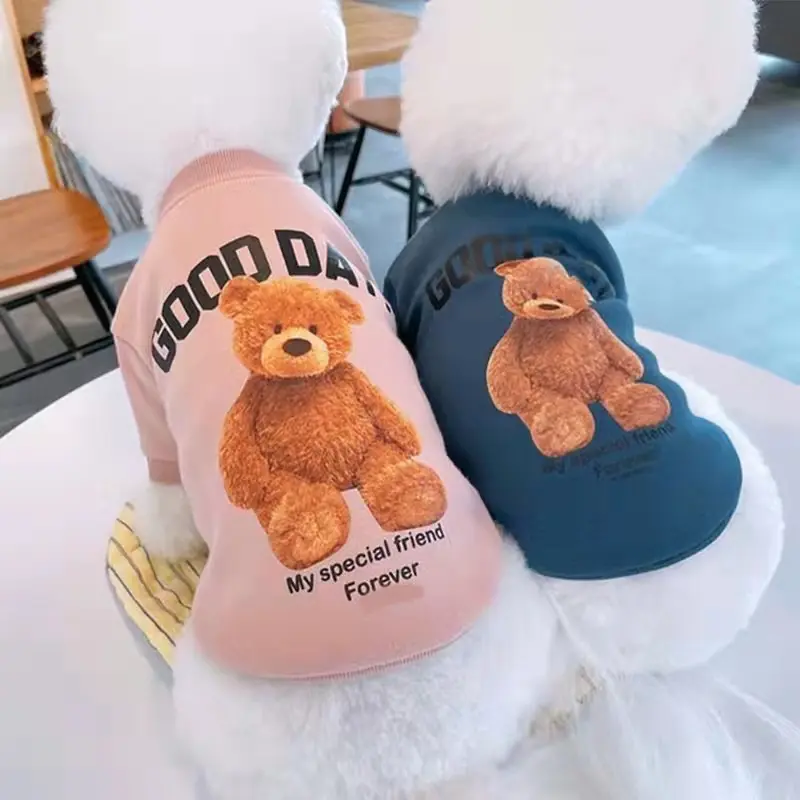 Cute bear pattern cat/dog trendy sweatshirt with velvet, warm, breathable and comfortable for small and medium-sized dogs 1
