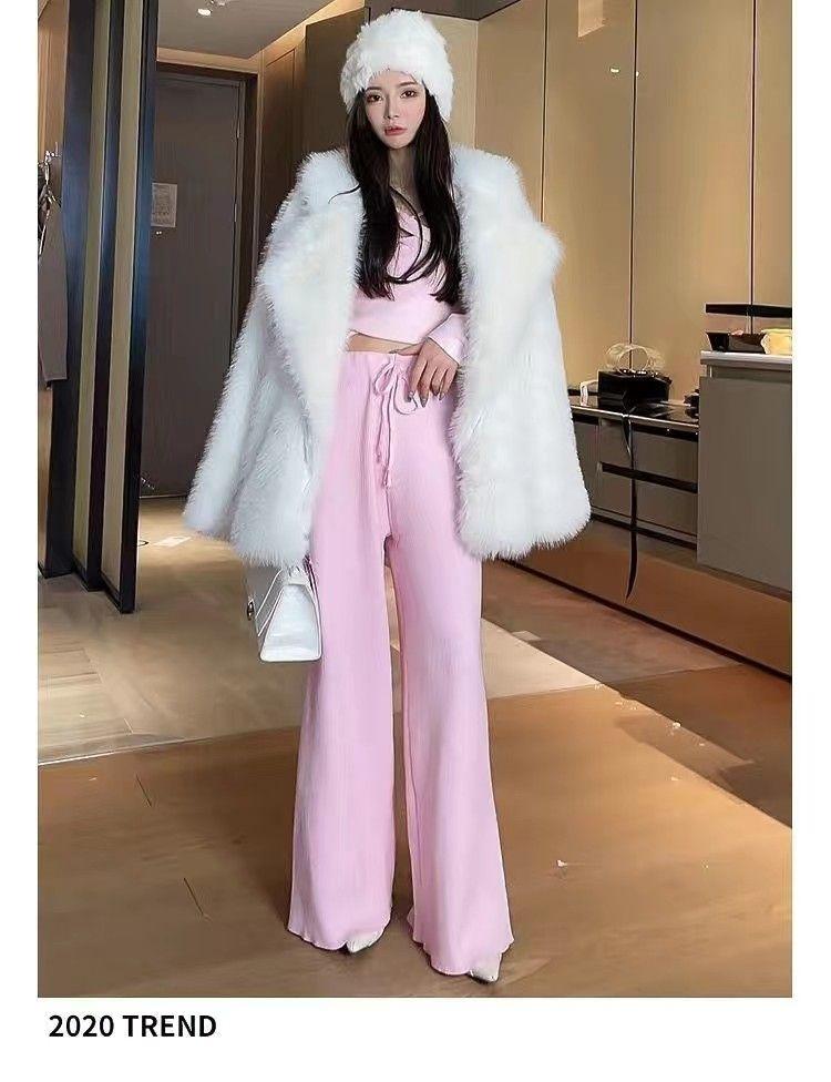 Product Introduction of 2024 New Imitation Fox Fur Slim Fashion Mid-Length Suit Fur Young Environmental Protection Fur Plush Coat for Women 2