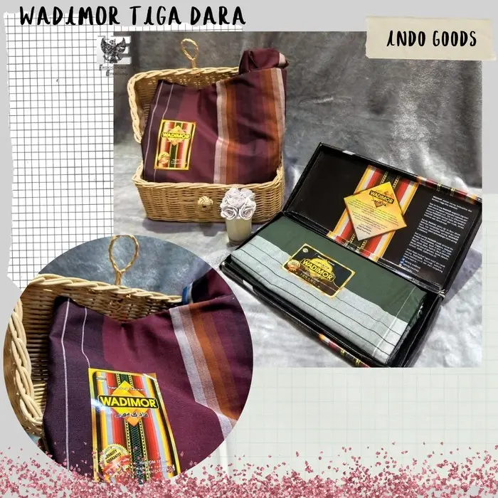 Sarung Tenun Katun ASLI Dewasa Wadimor dengan Motif Tiga Dara Muslim Kain 0