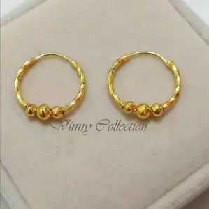 Anting ring lilit tiga bola 1 gram