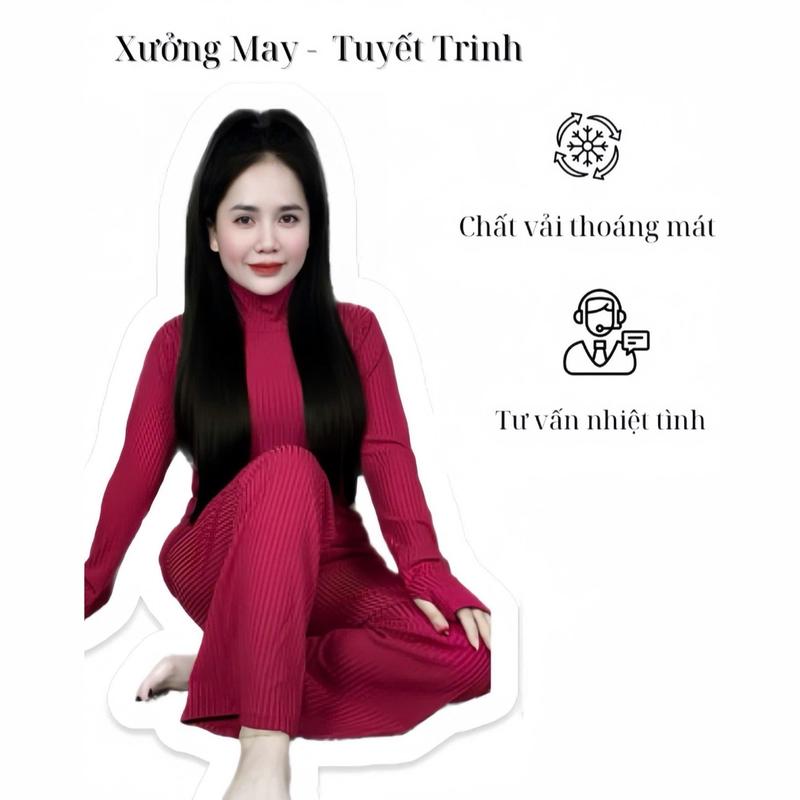 Set Bộ CỔ LỌ TAY DÀI - QUẦN SUÔNG  , Chất liệu vải gân đũa lạnh , Đồ Bộ Nữ Top Women, Size từ 35-74kg