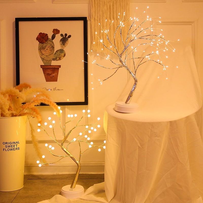 Lampu Tidur Model Pohon Ranting Unik Colokan USB / Tenaga Baterai Dekorasi Kamar Kawat Tumblr Led/Led Tree Romantic Night Light Meja Samping Tempat Tidur Hadiah Ulang Tahun Lamp Led Plastik 3