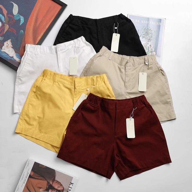 Quần Short Kaki Nữ - Lưng Thun, Khoá Kéo - 45kg đến 65kg