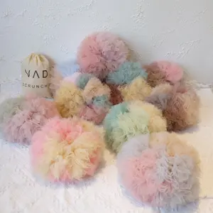 Scrunchies Cepol Kuncir Rambut Hijab Wanita Jumbo Bahan Soft Tile atau Tule Premium Anti Pusing Vad Untuk Rambut Tipis warna pastel Karet