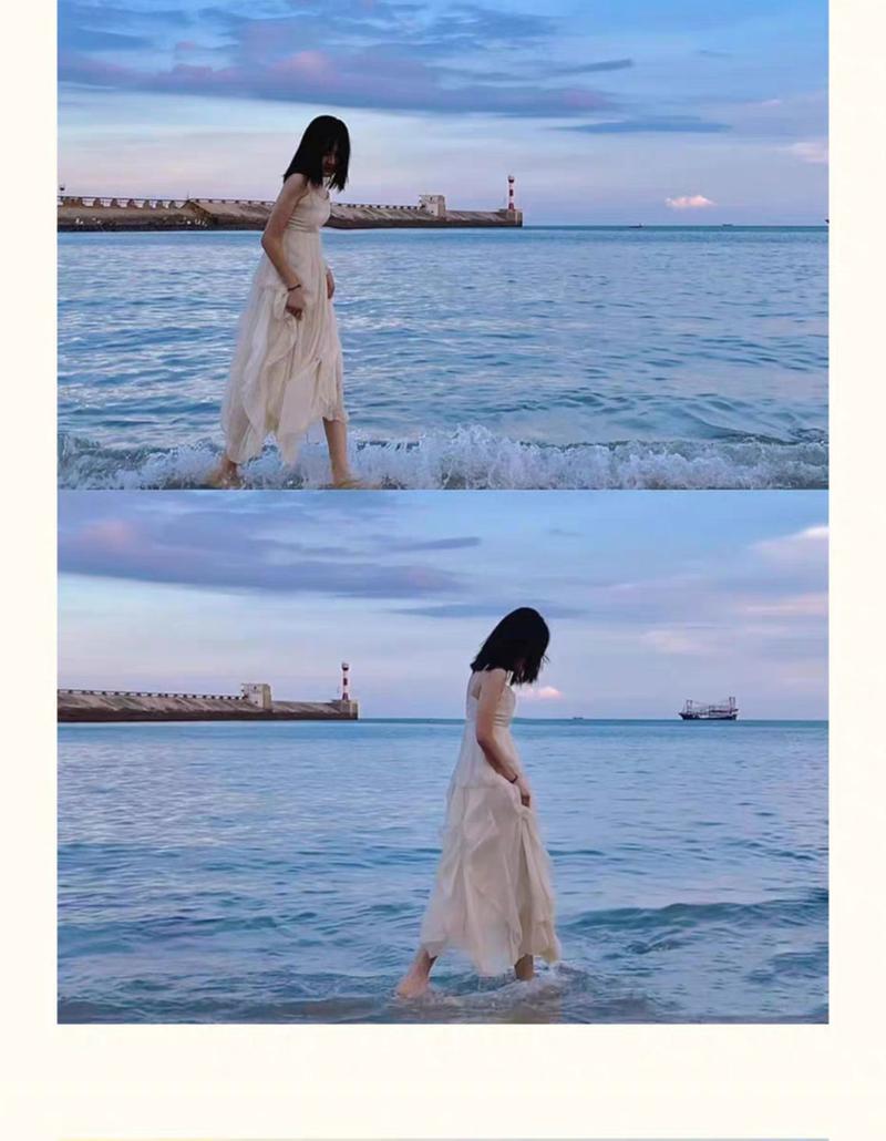 Product Introduction of 2025 French Style Beach Vacation Dress High-end Sanya Travel Outfit Super Fairy Small Stature Photo Spaghetti Strap Dress 8